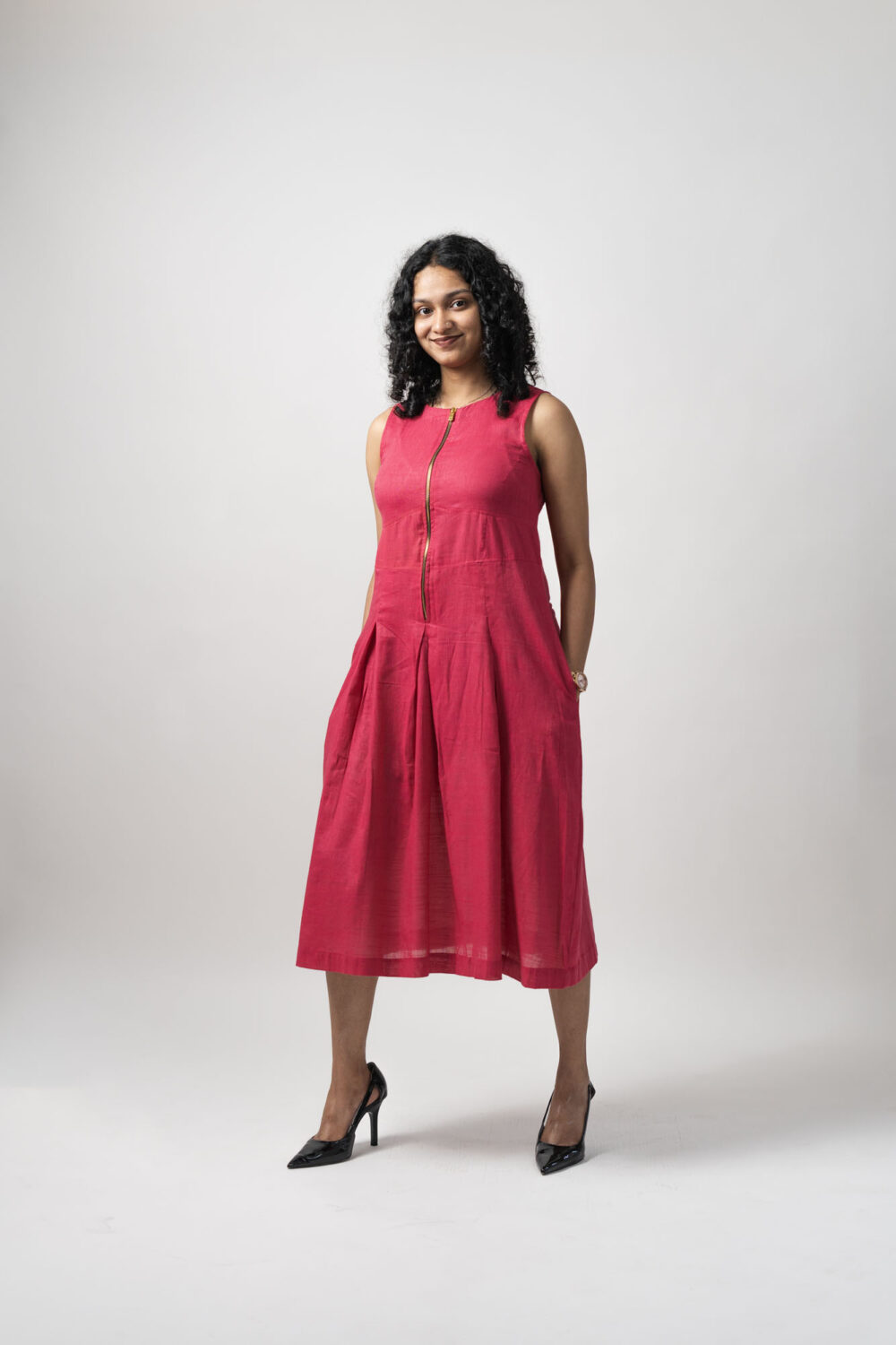 Zip Dress	Hot Pink - Image 3