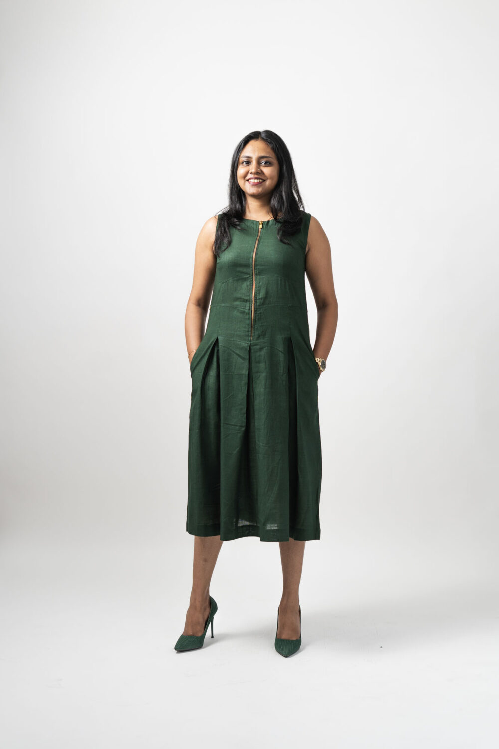Zip Dress	Bottle Green